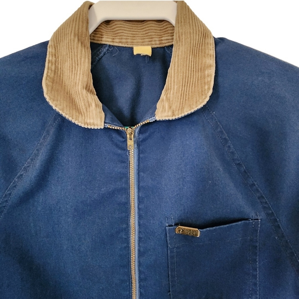 Vintage Hang Ten Work Barn Jacket Corduroy Collar Blue Chore (S) - Picture 3 of 8